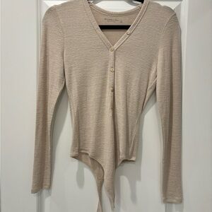 Abercrombie & Fitch Cream V-Neck Bodysuit